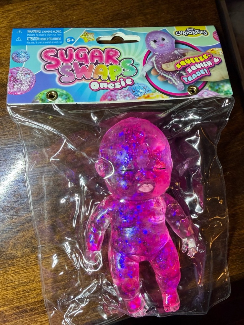 Sugar Swaps Onesie Squeezable Pink Glitter Jumbo Baby -ORB Curiosities